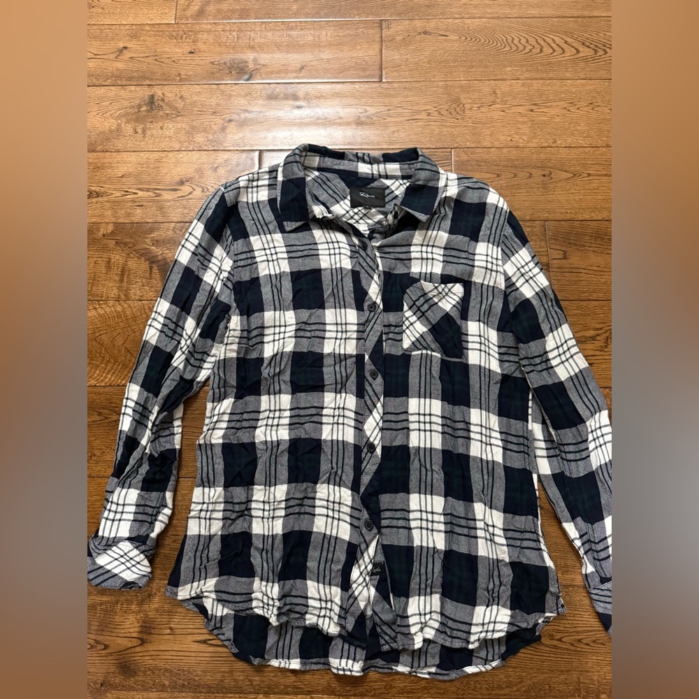 Rails Hunter/White/Navy Long Sleeve Button Down Top Size Large - Picture 3 of 8
